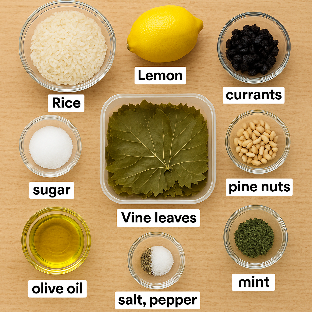 STUFFED GRAPE LEAVES RECIPE (YAPRAK SARMA) mint salt pinenuts lemon